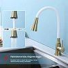 Смеситель для кухни Splenka S201.4308.03 с гибким изливом, золотой сатин Смеситель для кухни Splenka S201.4308.03 с гибким изливом, золотой сатин