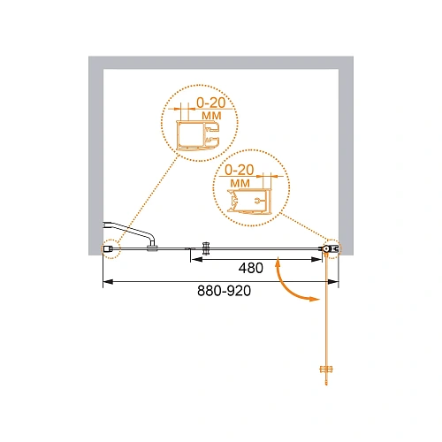 Душевая дверь CEZARES ELENA-W-B-11-30+60-P-Cr-R 90см стекло рифленое, профиль хром Душевая дверь CEZARES ELENA-W-B-11-30+60-P-Cr-R 90см стекло рифленое, профиль хром