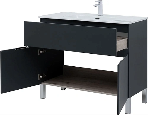 Комплект мебели Aquanet Алвита New 100 1 ящик, 2 дверцы, антрацит 00273988 Комплект мебели Aquanet Алвита New 100 1 ящик, 2 дверцы, антрацит 00273988
