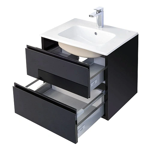Тумба под раковину Aquaton Римини 60 черный 1A177701RN950 Тумба под раковину Aquaton Римини 60 черный 1A177701RN950