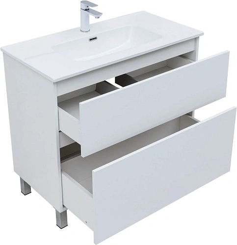 Тумба под раковину Aquanet Вега 90 00344124 напольная, белый глянец Тумба под раковину Aquanet Вега 90 00344124 напольная, белый глянец