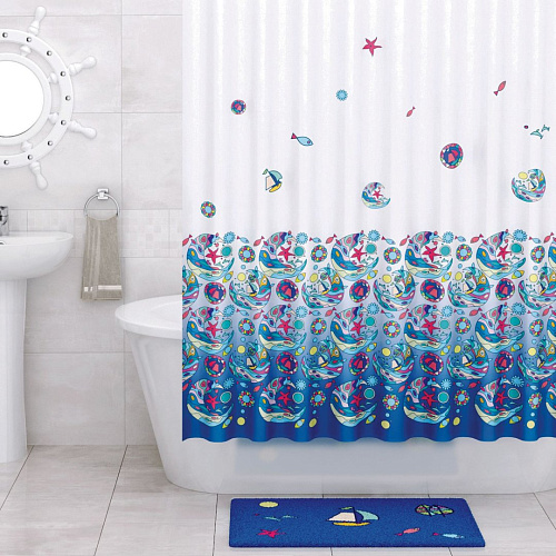Штора для ванны WasserKRAFT Salm SC-13101 синий Штора для ванны WasserKRAFT Salm SC-13101 синий