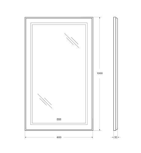 Зеркало BelBagno SPC-KRAFT-600-1000-LED-TCH-WARM 600x32x1000 мм с подсветкой сенсорным выключателем и подогревом Зеркало BelBagno SPC-KRAFT-600-1000-LED-TCH-WARM 600x32x1000 мм с подсветкой сенсорным выключателем и подогревом