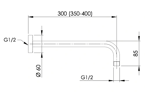 Кронштейн верхнего душа Remer 343L30RL, медь глянцевая 30 см Кронштейн верхнего душа Remer 343L30RL, медь глянцевая 30 см