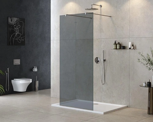 Душевая перегородка CEZARES LIBERTA-L-2-80-120-GR-Cr 80см стекло тонированное (графит), профиль хром Душевая перегородка CEZARES LIBERTA-L-2-80-120-GR-Cr 80см стекло тонированное (графит), профиль хром