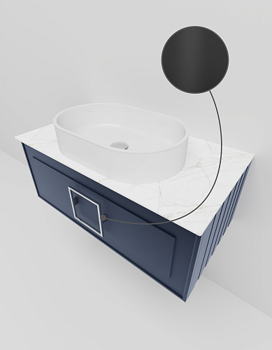 Тумба с раковиной и столешницей La Fenice Cubo Blu Grigio 80 NFNC-01-CUB-BG-80-3-M-GG синяя матовая, черная ручка Тумба с раковиной и столешницей La Fenice Cubo Blu Grigio 80 NFNC-01-CUB-BG-80-3-M-GG синяя матовая, черная ручка