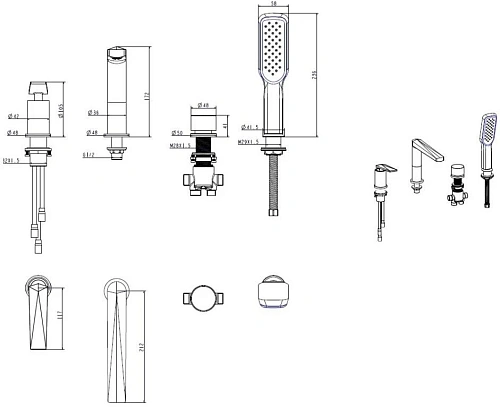 Смеситель на борт ванны Boheme VENTURO белый + золото 380-W Смеситель на борт ванны Boheme VENTURO белый + золото 380-W