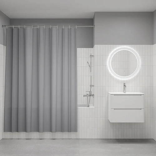 Штора для ванны IDDIS, BS07P18i11 200x180 см, полиэстер, светло-серый Штора для ванны IDDIS, BS07P18i11 200x180 см, полиэстер, светло-серый