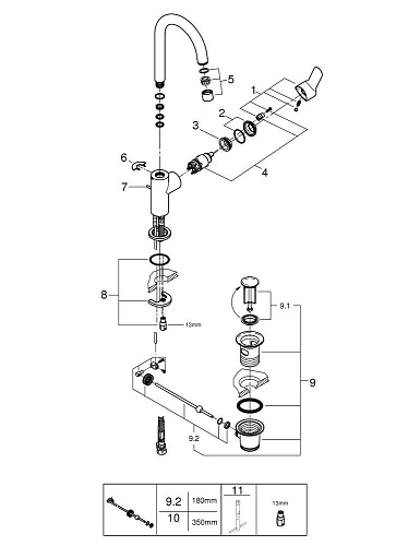 Смеситель для раковины GROHE BauEdge с донным клапаном, L-Size, хром (23760000) Смеситель для раковины GROHE BauEdge с донным клапаном, L-Size, хром (23760000)
