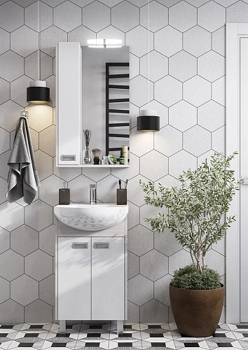 Тумба под раковину Aquaton Бекка PRO 50 белый, дуб сомерсет 1A210801BAC20 Тумба под раковину Aquaton Бекка PRO 50 белый, дуб сомерсет 1A210801BAC20