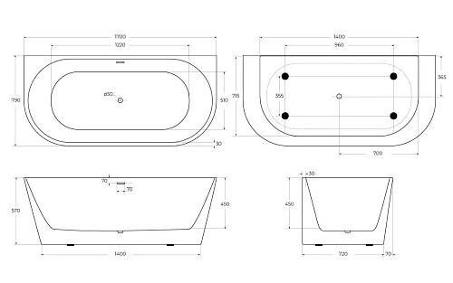 Акриловая ванна BelBagno BB710-1700-800 1700x790 Акриловая ванна BelBagno BB710-1700-800 1700x790