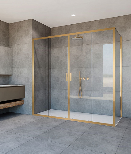 Душевой уголок Vincea Garda VSR-1G28017CLG 1700x800мм, брашированное золото, стекло прозрачное Душевой уголок Vincea Garda VSR-1G28017CLG 1700x800мм, брашированное золото, стекло прозрачное