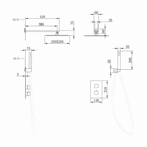 Душевая система ABBER Daheim AF8251W скрытого монтажа без излива, термостат, белая матовая Душевая система ABBER Daheim AF8251W скрытого монтажа без излива, термостат, белая матовая