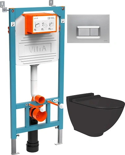 Комплект Унитаз подвесной STWORKI Rotenburg SWH52 безободковый + Инсталляция VitrA 800-2013 с кнопко 534909 Комплект Унитаз подвесной STWORKI Rotenburg SWH52 безободковый + Инсталляция VitrA 800-2013 с кнопко 534909