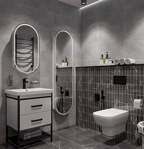 Шкаф-пенал STWORKI Мальмё МВК075 45, с подсветкой, белый 541671 Шкаф-пенал STWORKI Мальмё МВК075 45, с подсветкой, белый 541671