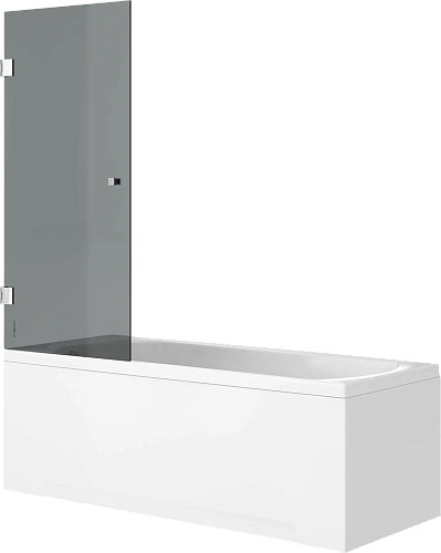 Шторка на ванну STWORKI Ольборг распашная, 70х140, профиль хром глянцевый, тонированное стекло 58312 583126 Шторка на ванну STWORKI Ольборг распашная, 70х140, профиль хром глянцевый, тонированное стекло 58312 583126