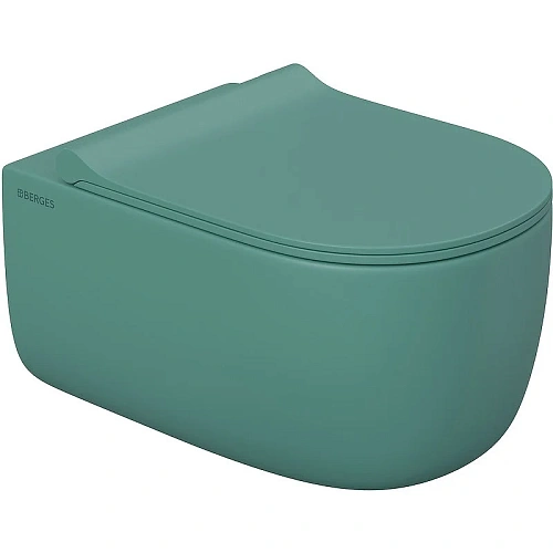 Унитаз подвесной BERGES EGO XL матовый зеленый Rimless 54 см, сиденье дюропласт, микролифт, быстросъ 082141 Унитаз подвесной BERGES EGO XL матовый зеленый Rimless 54 см, сиденье дюропласт, микролифт, быстросъ 082141