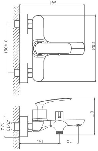 Смеситель для ванны Haiba HB60616, хром Смеситель для ванны Haiba HB60616, хром