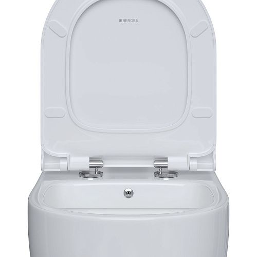 Унитаз подвесной BERGES EGO XL Rimless 54 см сиденье дюропласт, микролифт, быстросъемное 082138 Унитаз подвесной BERGES EGO XL Rimless 54 см сиденье дюропласт, микролифт, быстросъемное 082138