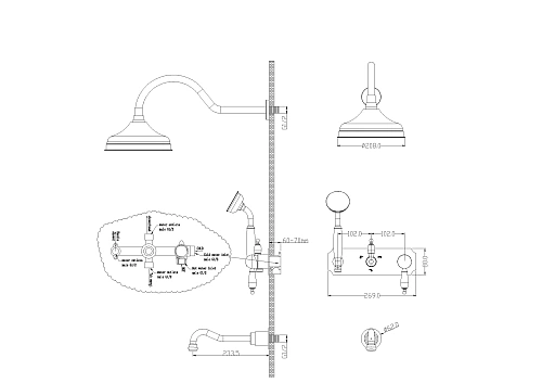 Душевая система Boheme Tradizionale Cromo 268-BLC встраиваемая c черной керамикой Душевая система Boheme Tradizionale Cromo 268-BLC встраиваемая c черной керамикой