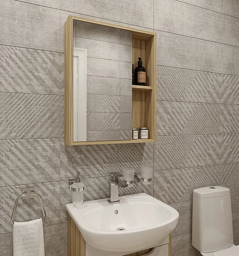 Зеркальный шкаф DIWO Углич 50 навесное, под дерево, в скандинавском стиле, прямоугольное 461692 Зеркальный шкаф DIWO Углич 50 навесное, под дерево, в скандинавском стиле, прямоугольное 461692