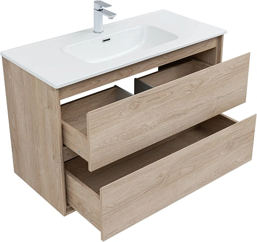 Тумба под раковину Aquanet Милан 100 дуб светлый 00336385 подвесная Тумба под раковину Aquanet Милан 100 дуб светлый 00336385 подвесная
