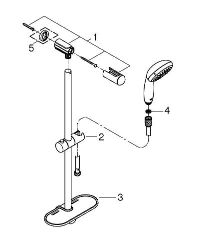 Душевой гарнитур GROHE NTemp 100 IV 28436002, душевая штанга 600 мм Душевой гарнитур GROHE NTemp 100 IV 28436002, душевая штанга 600 мм