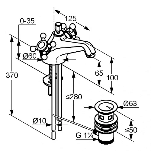 Смеситель для раковины Kludi Adlon 510120520 хром Смеситель для раковины Kludi Adlon 510120520 хром