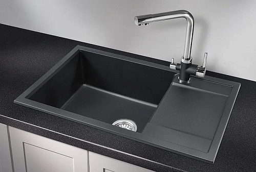 Кухонная мойка Granula 7805, ШВАРЦ (чёрный металлик), кварц 780х500 Кухонная мойка Granula 7805, ШВАРЦ (чёрный металлик), кварц 780х500