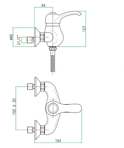 Смеситель для душа Webert Aurora AU870102065 Смеситель для душа Webert Aurora AU870102065