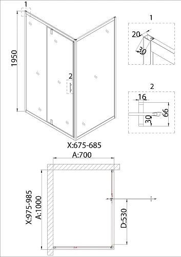 Душевая дверь Niagara Nova NG-63-10A (100х195) Душевая дверь Niagara Nova NG-63-10A (100х195)