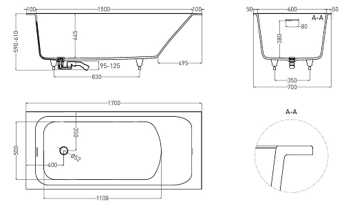 Ванна из искусственного камня Salini ORLANDA KIT 170х70 102111M S-Sense Ванна из искусственного камня Salini ORLANDA KIT 170х70 102111M S-Sense