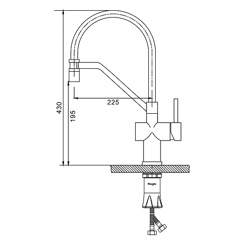 Смеситель для кухни Raglo R86.41.06 с гибким изливом, черный Смеситель для кухни Raglo R86.41.06 с гибким изливом, черный