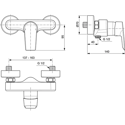 Смеситель для душа Ideal Standard TESI A6581AA Смеситель для душа Ideal Standard TESI A6581AA