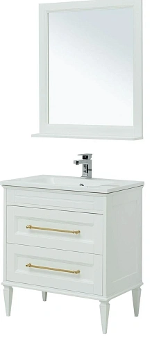Комплект мебели Aquanet Бостон М 80 белый ручки золото, раковина Бостон 00281193 Комплект мебели Aquanet Бостон М 80 белый ручки золото, раковина Бостон 00281193