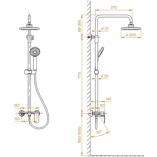 Душевая система RGW Shower Panels SP-26B черный Душевая система RGW Shower Panels SP-26B черный