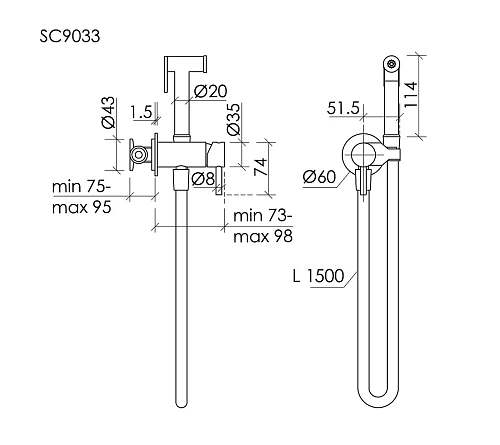 Гигиенический душ Sancos Etna SC9033MB с внутренней частью, черный матовый Гигиенический душ Sancos Etna SC9033MB с внутренней частью, черный матовый