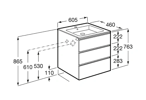Тумба под раковину Roca The Gap 60 белый глянец 3 ящика A857404806 Тумба под раковину Roca The Gap 60 белый глянец 3 ящика A857404806
