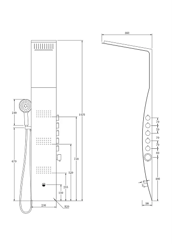 Душевая панель Taliente A04 147x23см, белый/хром, с изливом TA-G-A04Wcr+s Душевая панель Taliente A04 147x23см, белый/хром, с изливом TA-G-A04Wcr+s