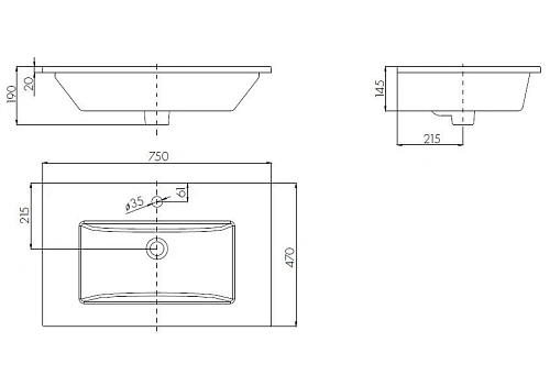 Раковина Aquaton Квадро 75 1AX171WBXX000 Раковина Aquaton Квадро 75 1AX171WBXX000