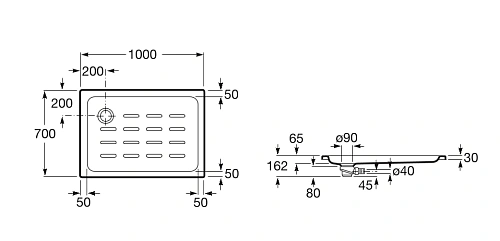 Душевой поддон Roca Easy 1000х700 белый, с сифоном 276088000 Душевой поддон Roca Easy 1000х700 белый, с сифоном 276088000