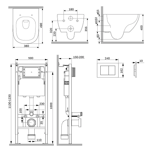 Комплект инсталляции AM.PM Above IS90201.9X1900 PrimeFit с клавишей S белый с унитазом Above Aquaspin Комплект инсталляции AM.PM Above IS90201.9X1900 PrimeFit с клавишей S белый с унитазом Above Aquaspin