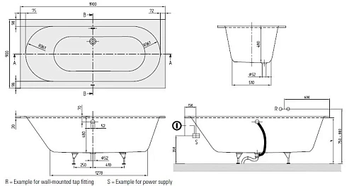 Ванна квариловая Villeroy & Boch Oberon 190 x 90 см UBQ199OBE2V-01 Ванна квариловая Villeroy & Boch Oberon 190 x 90 см UBQ199OBE2V-01