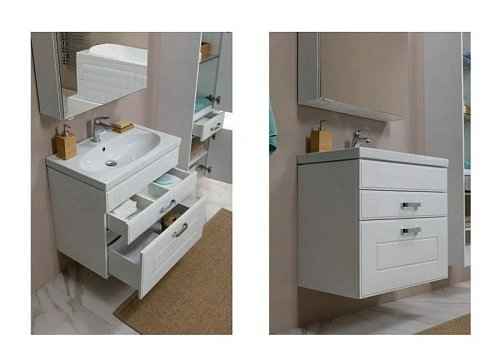 Комплект мебели Aquanet Рондо 60 белый (2 ящика, зеркало камерино) 00195699 Комплект мебели Aquanet Рондо 60 белый (2 ящика, зеркало камерино) 00195699