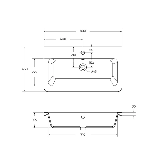 Раковина BelBagno URBAN 12080-KL 800x460 Раковина BelBagno URBAN 12080-KL 800x460