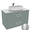Тумба под раковину La Fenice Cubo TWIN Grigio 100 NFNC-01-CUB-G-100-2-1-GG серо-зеленая матовая с ручкой хром и белой столешницей Тумба под раковину La Fenice Cubo TWIN Grigio 100 NFNC-01-CUB-G-100-2-1-GG серо-зеленая матовая с ручкой хром и белой столешницей
