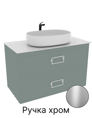 Тумба с раковиной и столешницей La Fenice Cubo TWIN Grigio 90 NFNC-01-CUB-G-90-2-1-M-GG серо-зеленая матовая, ручка хром Тумба с раковиной и столешницей La Fenice Cubo TWIN Grigio 90 NFNC-01-CUB-G-90-2-1-M-GG серо-зеленая матовая, ручка хром