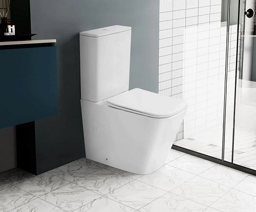 Унитаз напольный ABBER Rechteck AC1210TMW компакт белый матовый, безободковый, смыв торнадо с крышкой микролифт Унитаз напольный ABBER Rechteck AC1210TMW компакт белый матовый, безободковый, смыв торнадо с крышкой микролифт