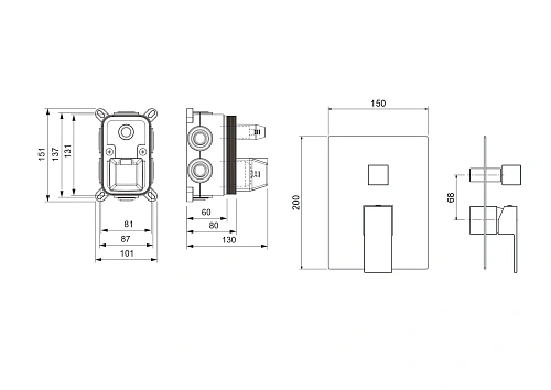 Смеситель для ванны Aquatek ЛИБРА AQ1647MB Черный матовый, встраиваемый Смеситель для ванны Aquatek ЛИБРА AQ1647MB Черный матовый, встраиваемый