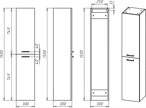 Шкаф-пенал DIWO Ростов 30 R 461054 Шкаф-пенал DIWO Ростов 30 R 461054